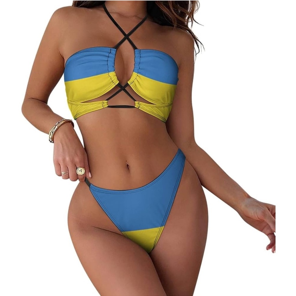 Bright striped bikini